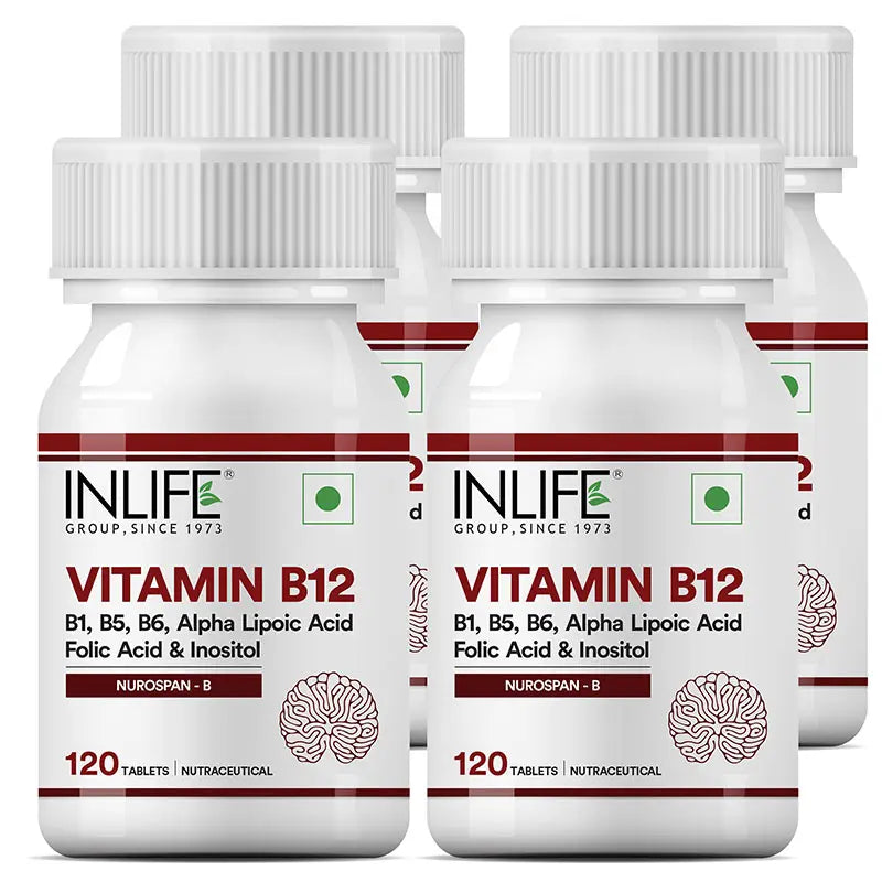 4-packs of Vitamin B12 with ALA Tablets for Brain health, red blood Cellular health, Bone and Joint health.