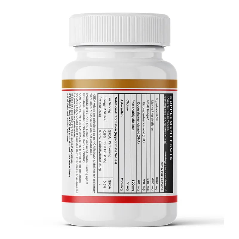 Inlife Superba Krill Oil Omega 3 Fatty Acid Supplement, 500mg, Liquid-Filled Capsules