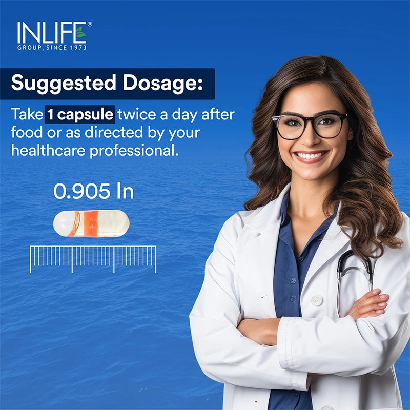 Inlife Fish Oil (Double Strength) Omega 3 Fatty Acids Supplement | 1000mg per serving