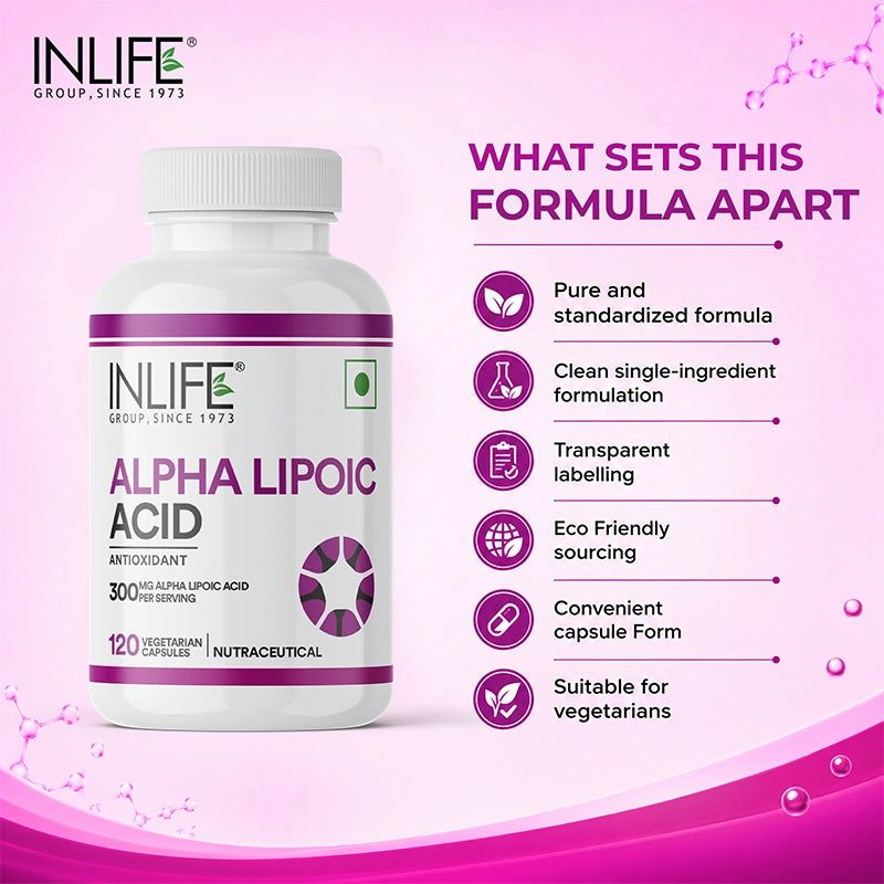 Inlife Alpha Lipoic Acid 120 Capsules Key Features.Image