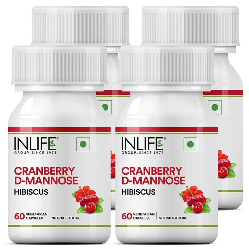 4 bottles of INLIFE Cranberry D-Mannose capsules