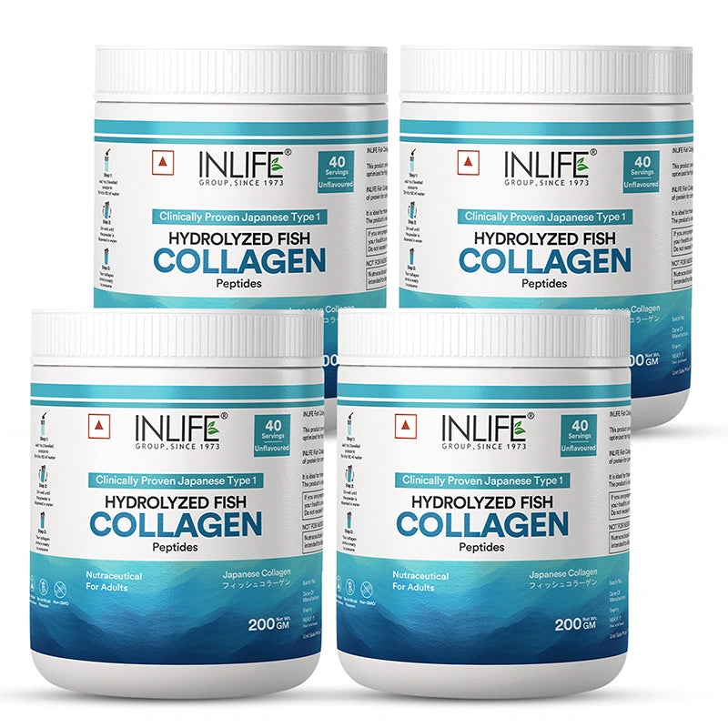 Inlife Hydrolysed marine fish collagen unflavored 4 pack.
