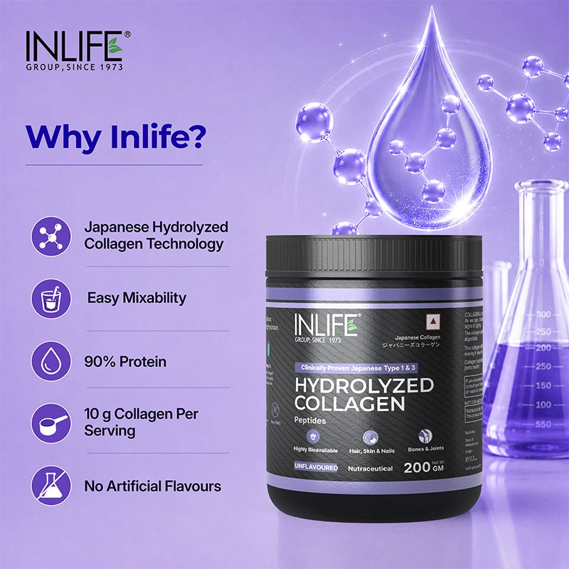 Inlife Hydrolyzed collagen unflavored key features .image