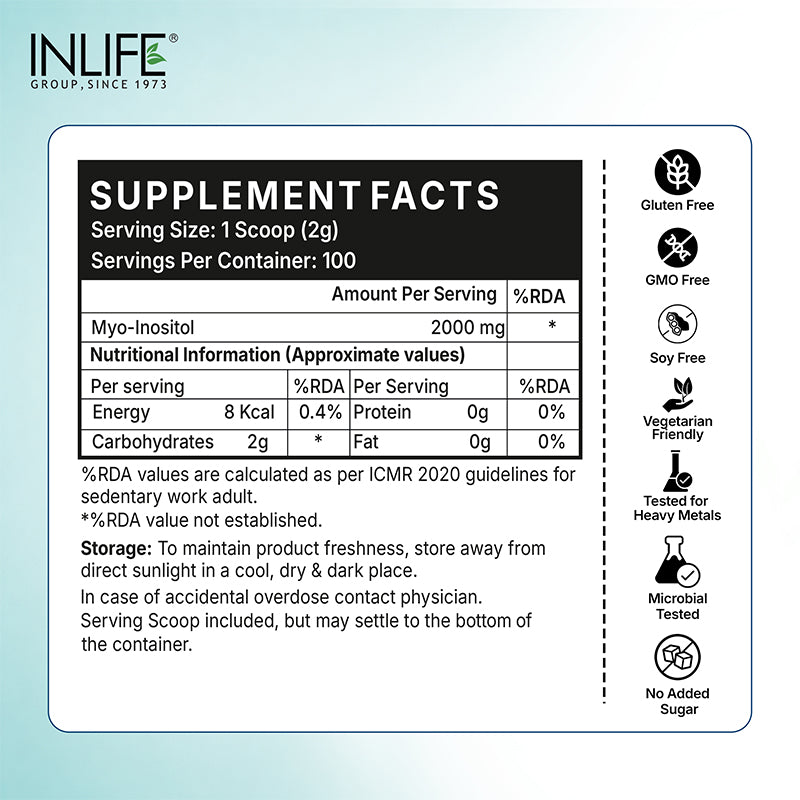 Inlife Inositol Powder Supplements fats. Image