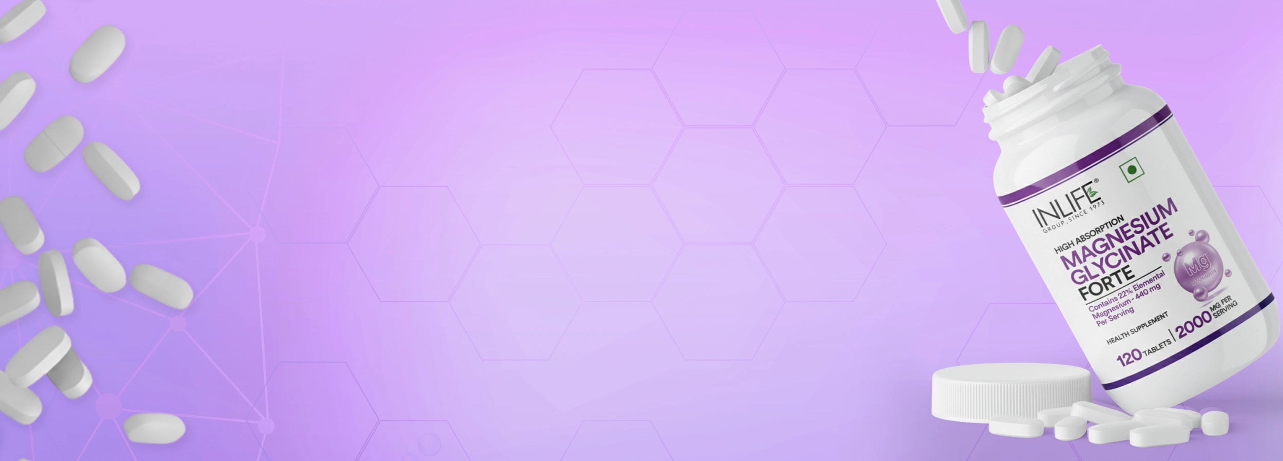 Close-up of text confirming the use of Premium Ingredients in Inlife Magnesium Glycinate and Zinc Capsules, including chelated Magnesium Glycinate and Zinc Picolinate for high absorption, superior bioavailability, and minimal side effects.