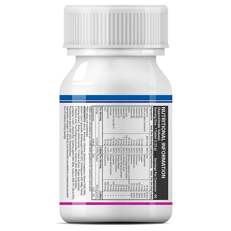 Inlife Multivitamin & mineral with pre & probiotics left bottle. image
