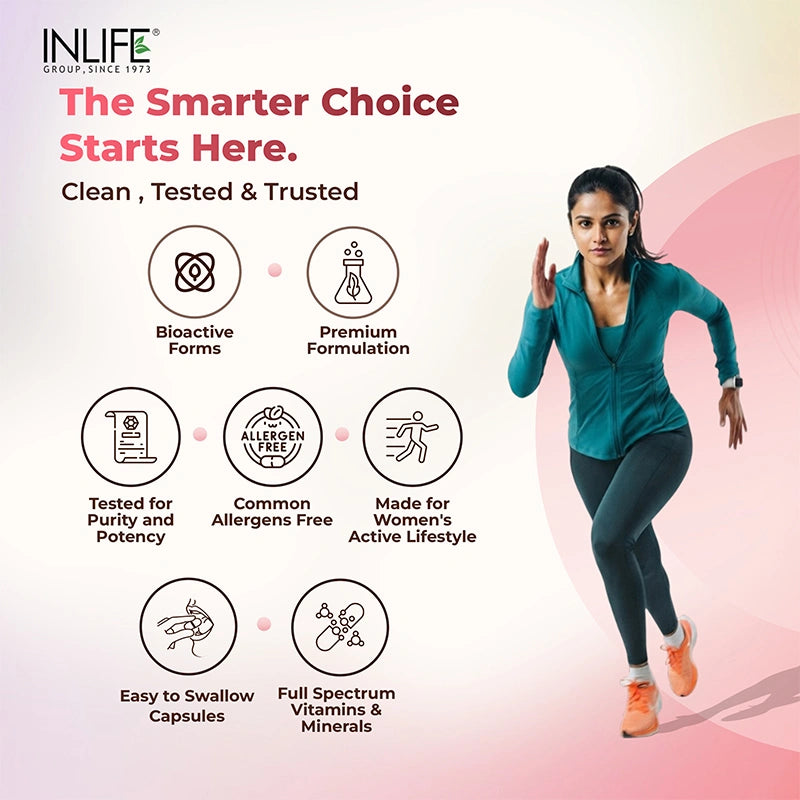Inlife Multivitamin and minerals capsules for women key features .image