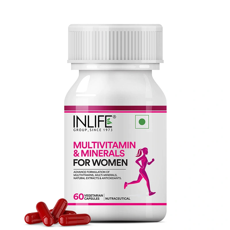 Inlife Multivitamin and minerals capsules front bottle .image with capsules