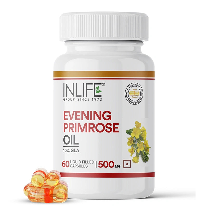 Inlife Primrose oil capsule front bottle .image with capsules