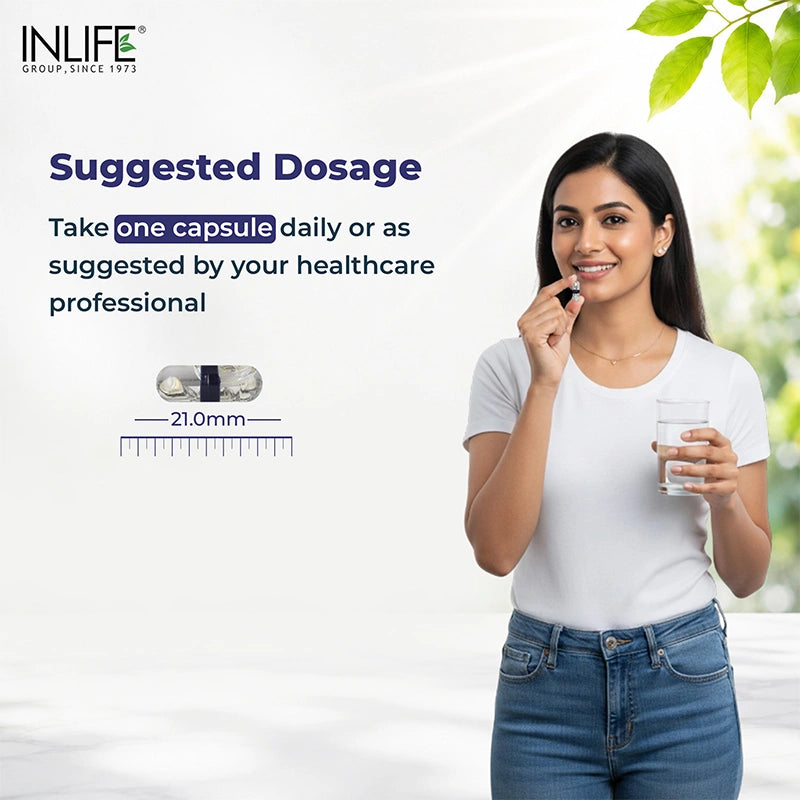 Inlife VitaminD3 600 I.U. Capsules Suggested Dosage. Image