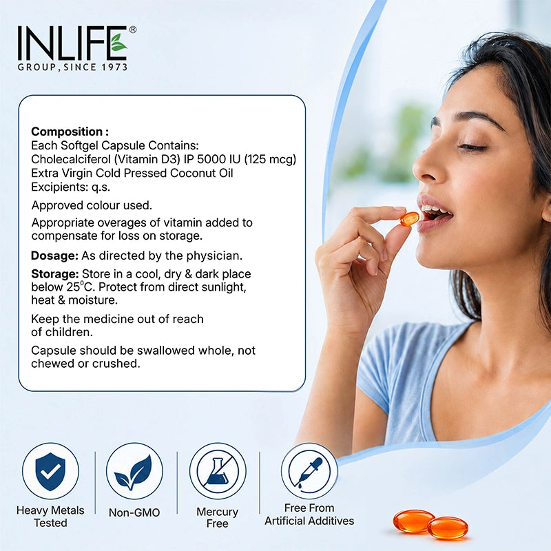 Inlife Vitamin D3 5000IU Suppliment facts.image