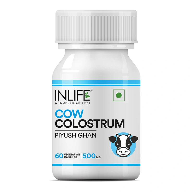 Inlife cow colostrum capsules front bottle. Image