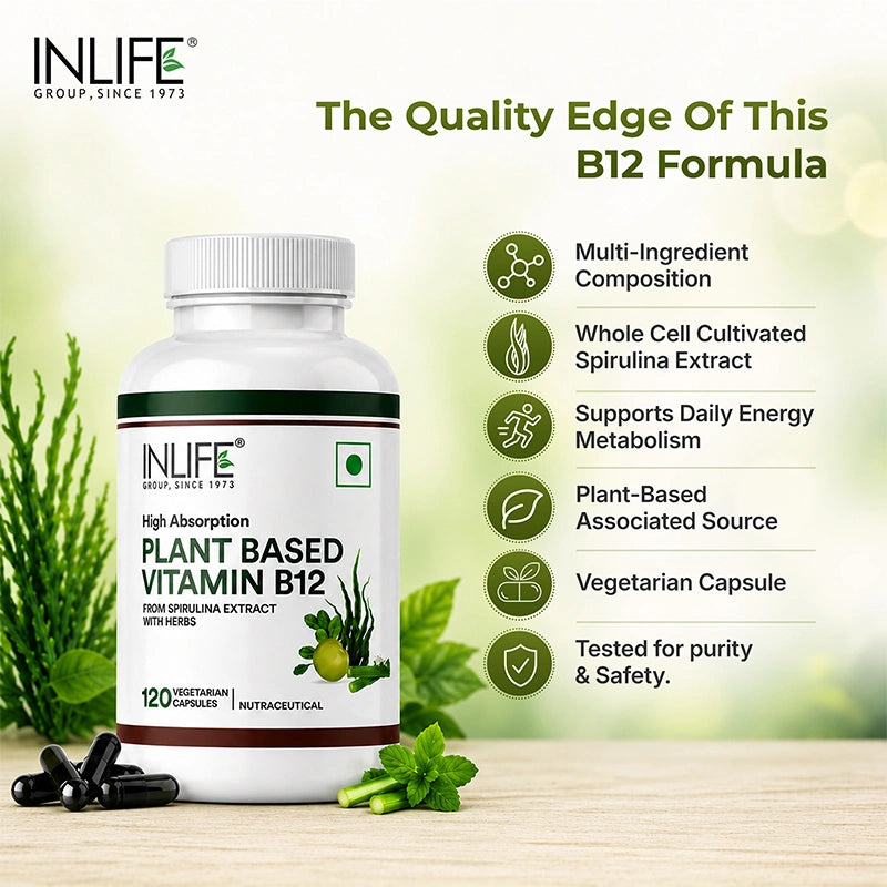 Inlife plant based vitamin b12 key features. Image