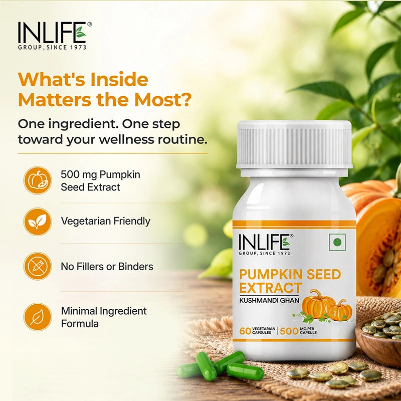 Inlife pumpkin seed extract capsules key features. Image