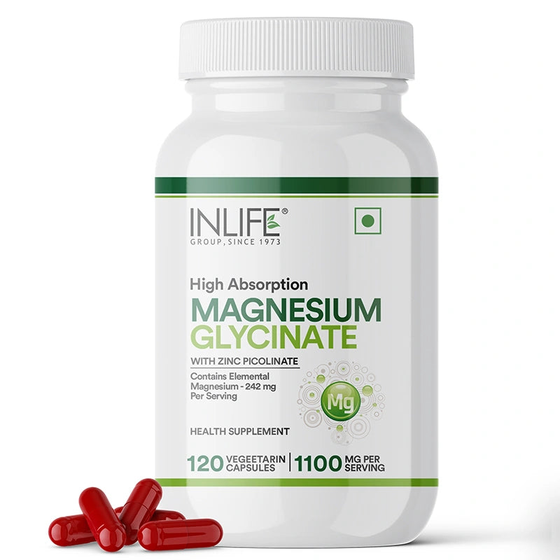 Inlife Magnesium Glycinate with Zinc Capsules + Inlife KSM-66 Ashwagandha with Withanolides > 5%, Veg. Capsules