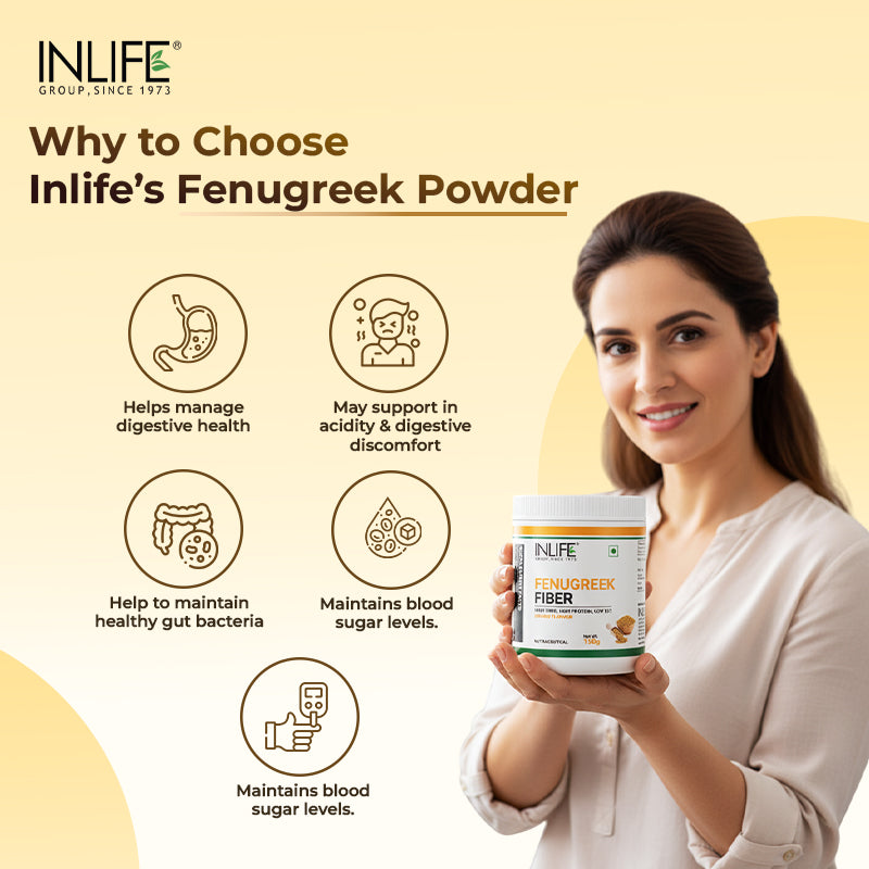 Inlife Fenugreek Fiber Powder | Refreshing Orange Flavor-150g 