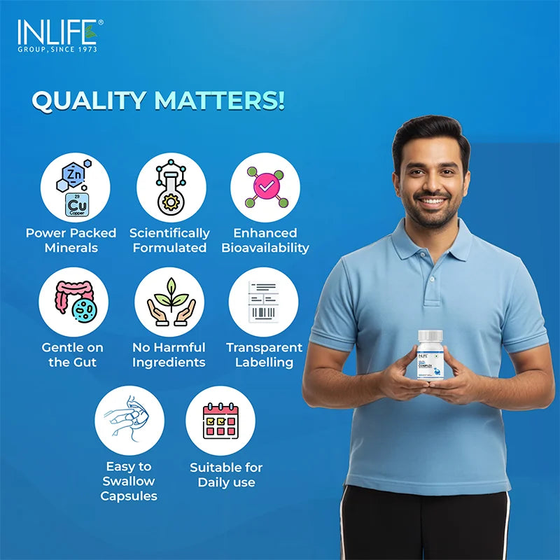Inlife Zinc Supplements, Chelated Zinc Complex, Men & Women, Veg. Capsules