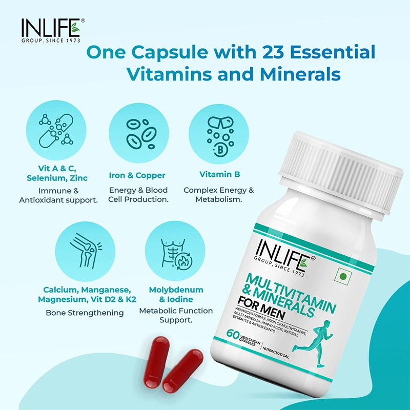 Inlife Multivitamin & Minerals Supplement for Men | Veg. Capsules