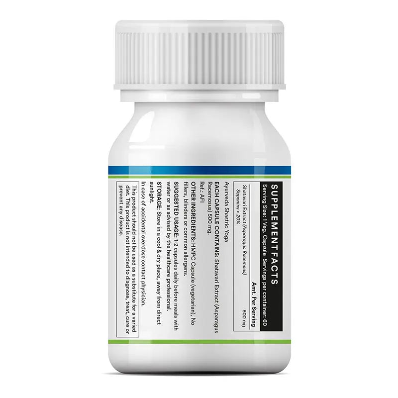 Inlife Shatavari Extract (Saponins>20%), 500mg | Veg. Capsules