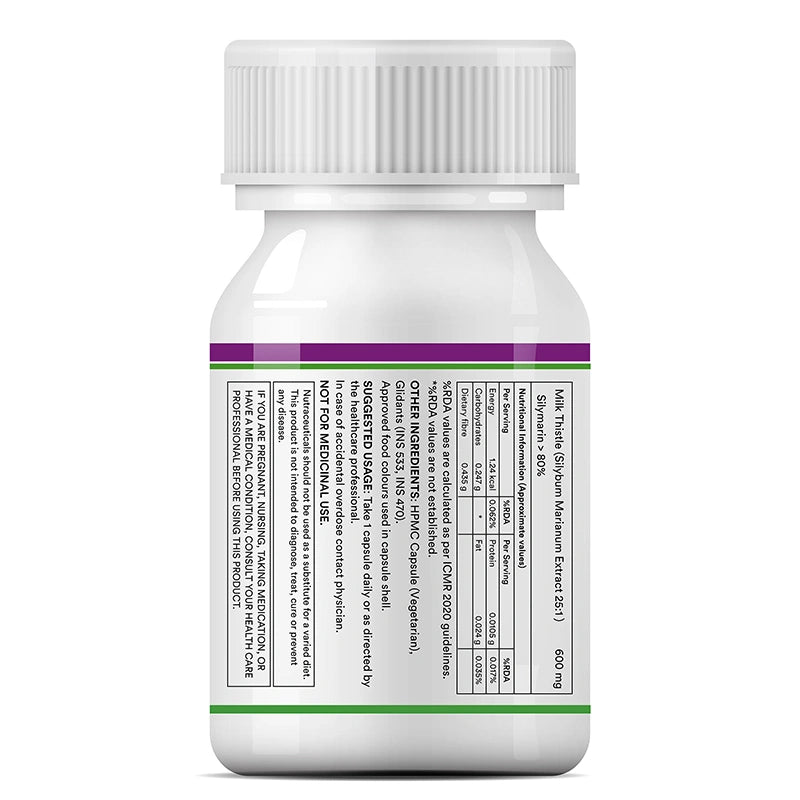 Inlife Milk Thistle 600mg (>80% Silymarin) Capsules
