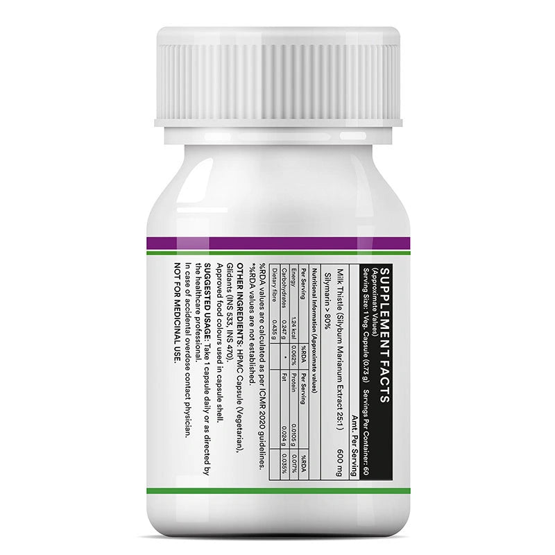 Inlife Milk Thistle Supplement (80% Silymarin), 600mg, Veg. Capsules