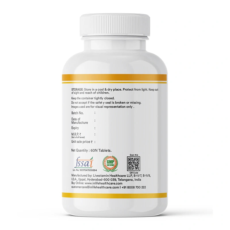 Inlife Plant-Based Vitamin D3 + K2 (MK7), 600 IU Lichen-Sourced D3 & 55 mcg MK7, Veg. Tablets