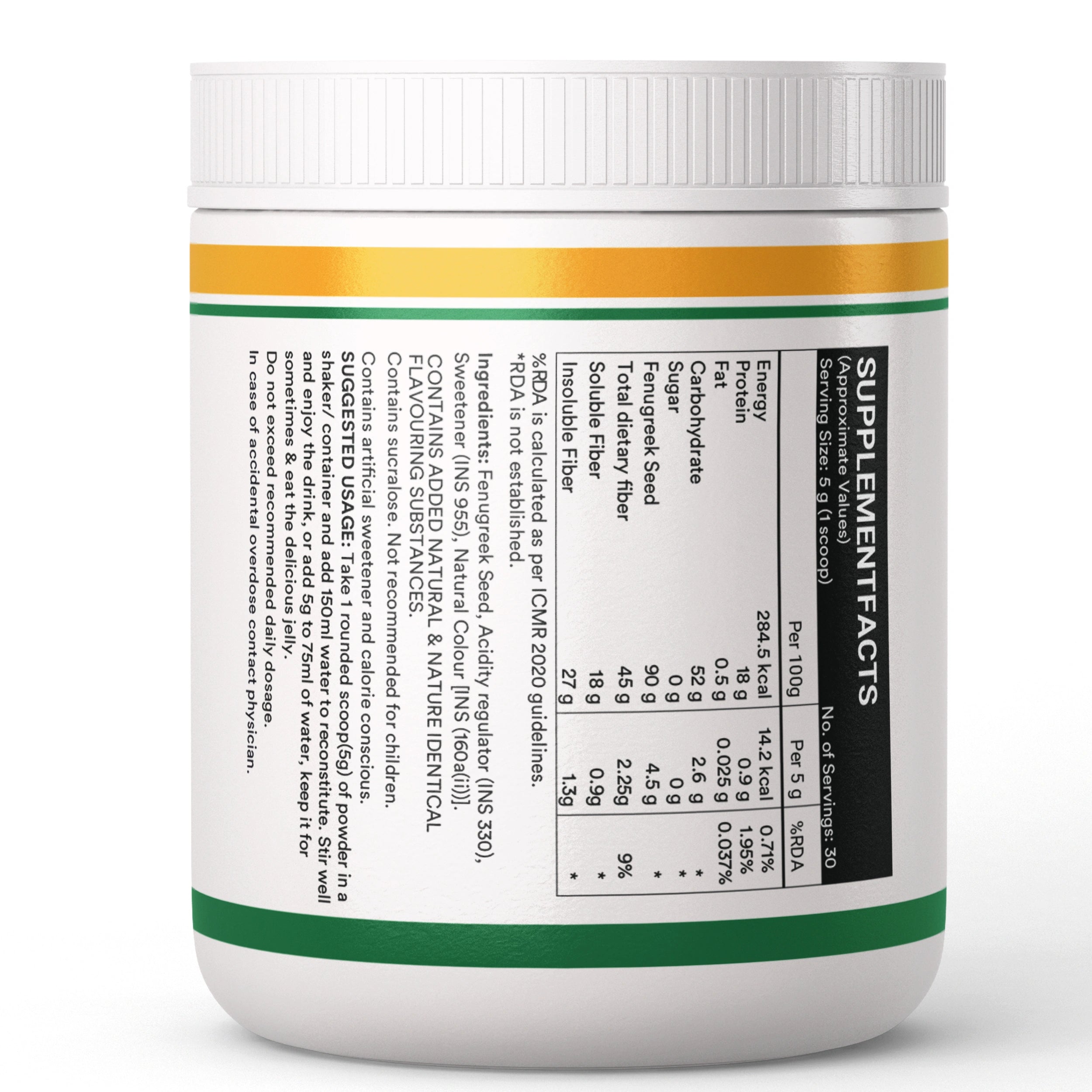 Inlife Fenugreek Fiber Powder | 150g | Orange Flavour