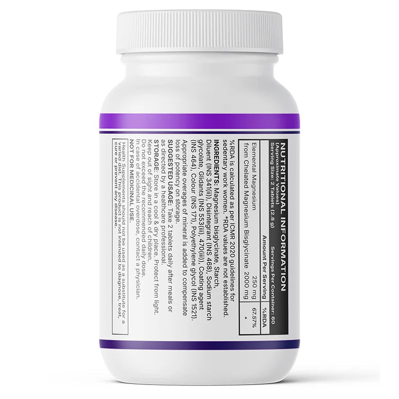 Inlife Chelated Magnesium Bisglycinate Forte 2000 mg Tablets
