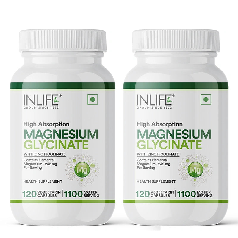 Inlife Magnesium Glycinate with Zinc Supplement, Veg. Capsules