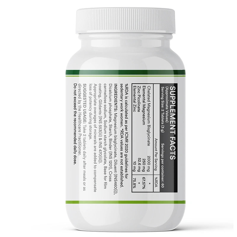 Inlife Magnesium Glycinate 2000 mg & Zinc Tablet.