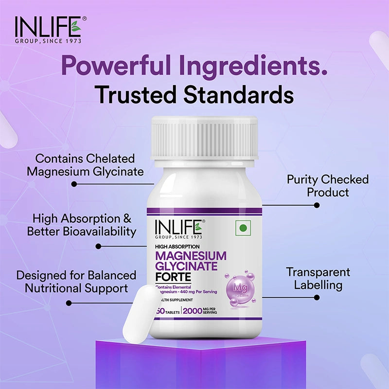 Inlife Chelated Magnesium Glycinate Forte, Veg. Tablet