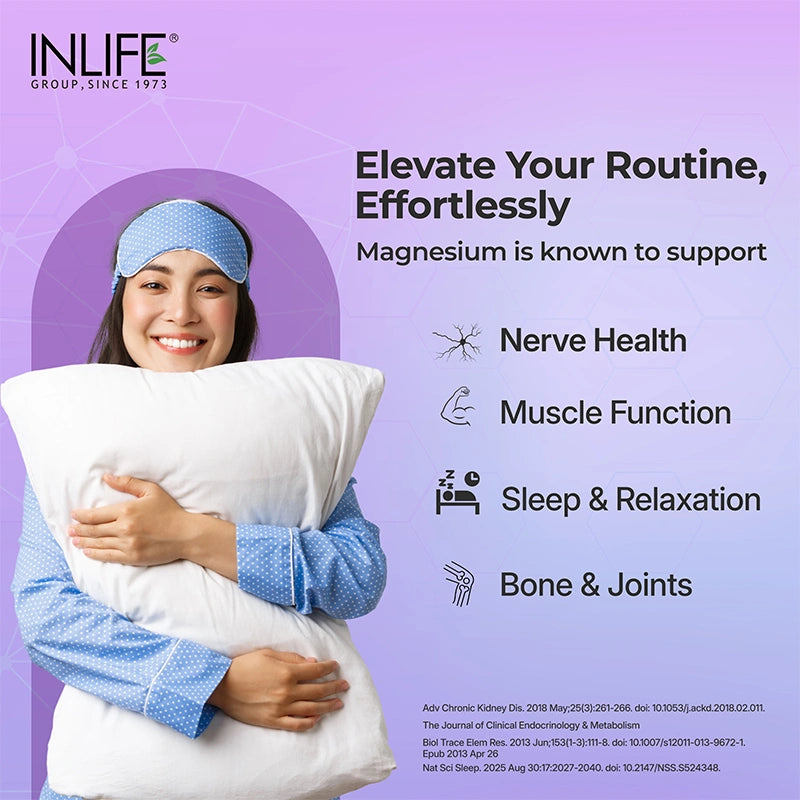 Inlife Magnesium Glycinate Forte 440 mg (Elemental Mg.) Tablets.