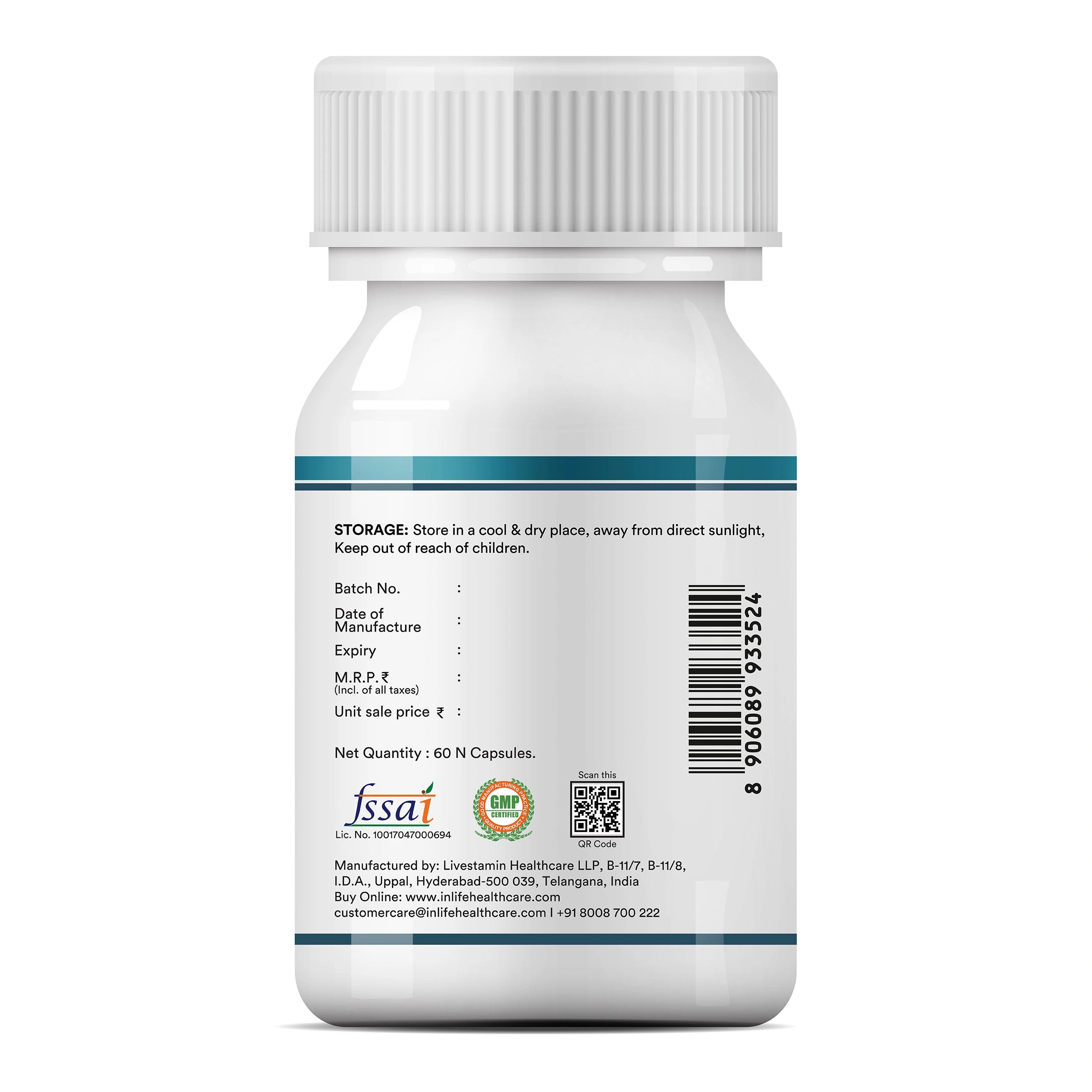 Inlife N-Acetyl Cysteine (NAC) Supplement 600mg, Supports Liver & Respiratory Health, Veg. Capsules