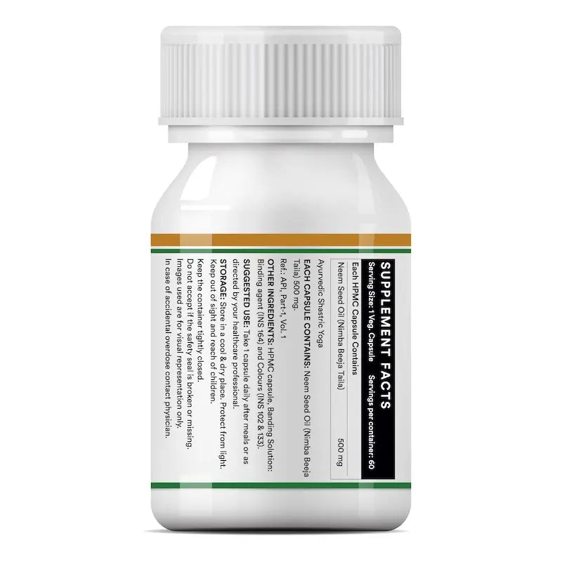 Inlife Neem Seed Oil Supplement | 500mg | 60 Veg. Capsules