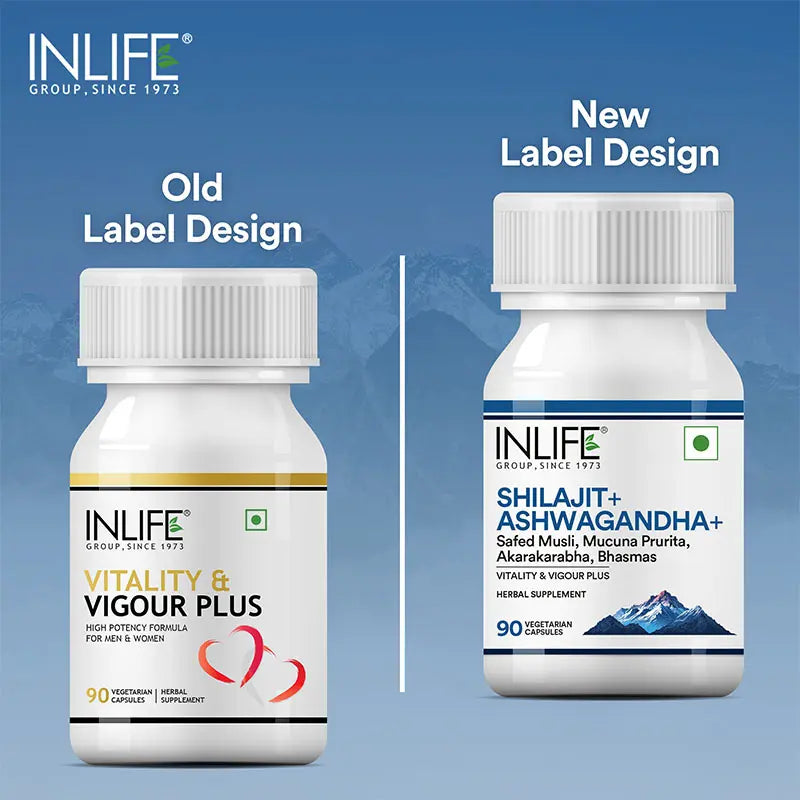 Inlife Shilajit + Ashwagandha | Vegetarian Capsules