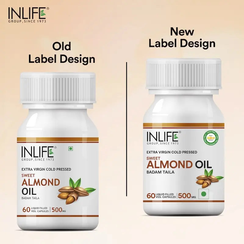 Inlife Sweet Almond Oil Capsules Supplement | 60 Veg. Capsules