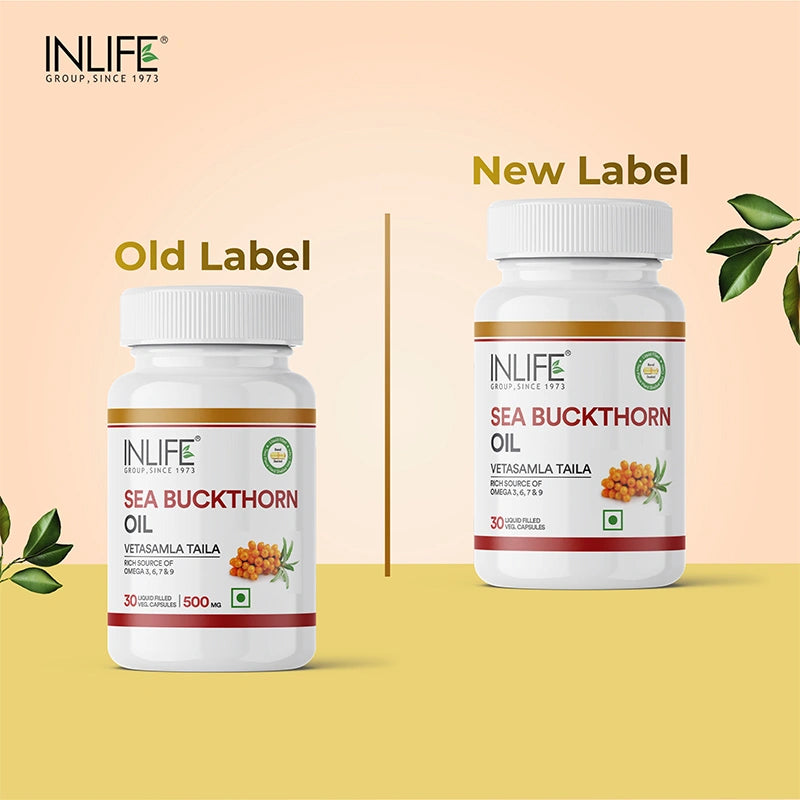 Inlife Sea Buckthorn Oil, 500 mg, Liquid Filled Capsules