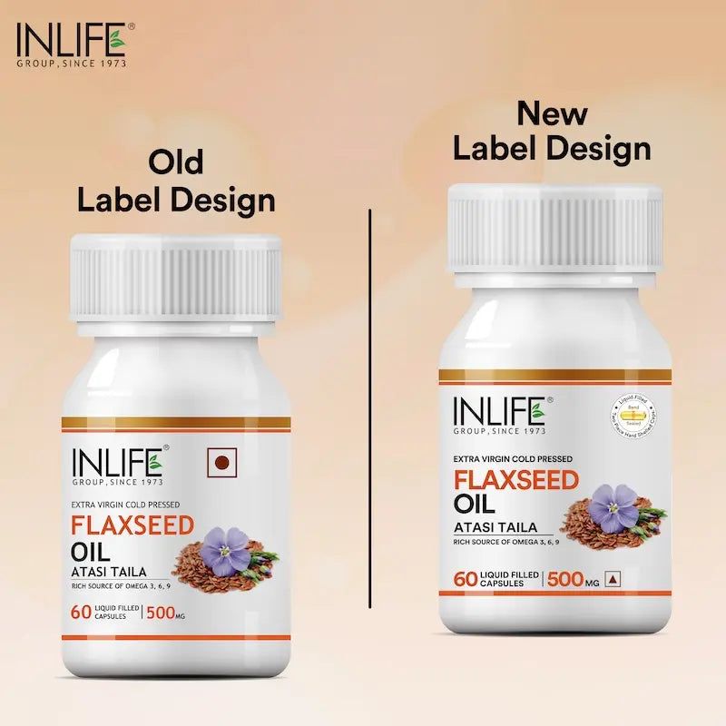 Inlife Flaxseed Oil Omega 3,6,9 Fatty Acids Supplement | 500mg | 60 Capsules