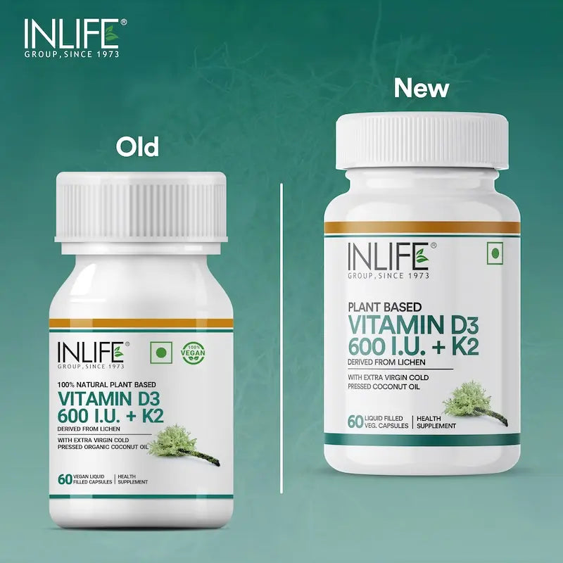 Inlife Magnesium Glycinate with Zinc + Inlife Vitamin D3 600 with K2 - MK7 Combo Pack