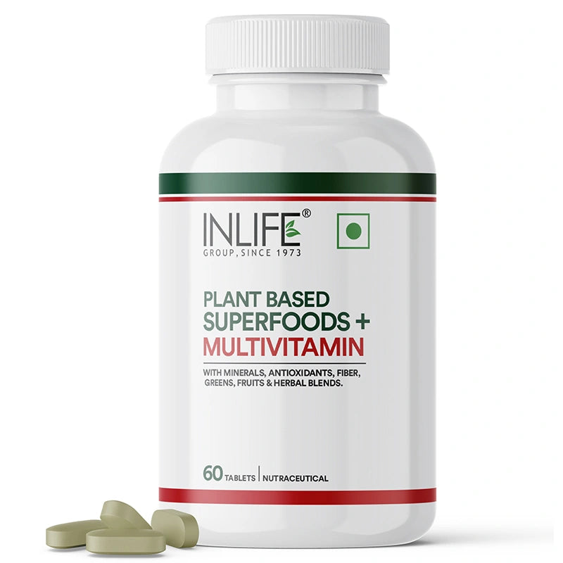 Inlife Plant Based Multivitamins for Men & Women + Superfood, Veg. Tablets