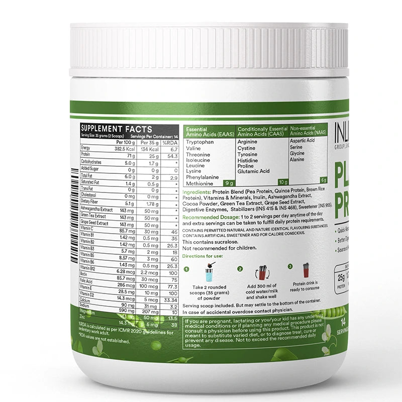 Inlife Plant Based Protein Powder Supplement | 25gms Protein