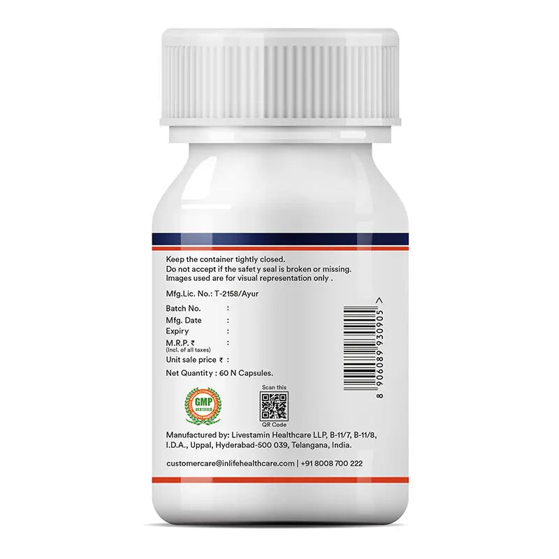 Inlife Shilajit Extract Supplement, 500 mg, Veg. Capsules