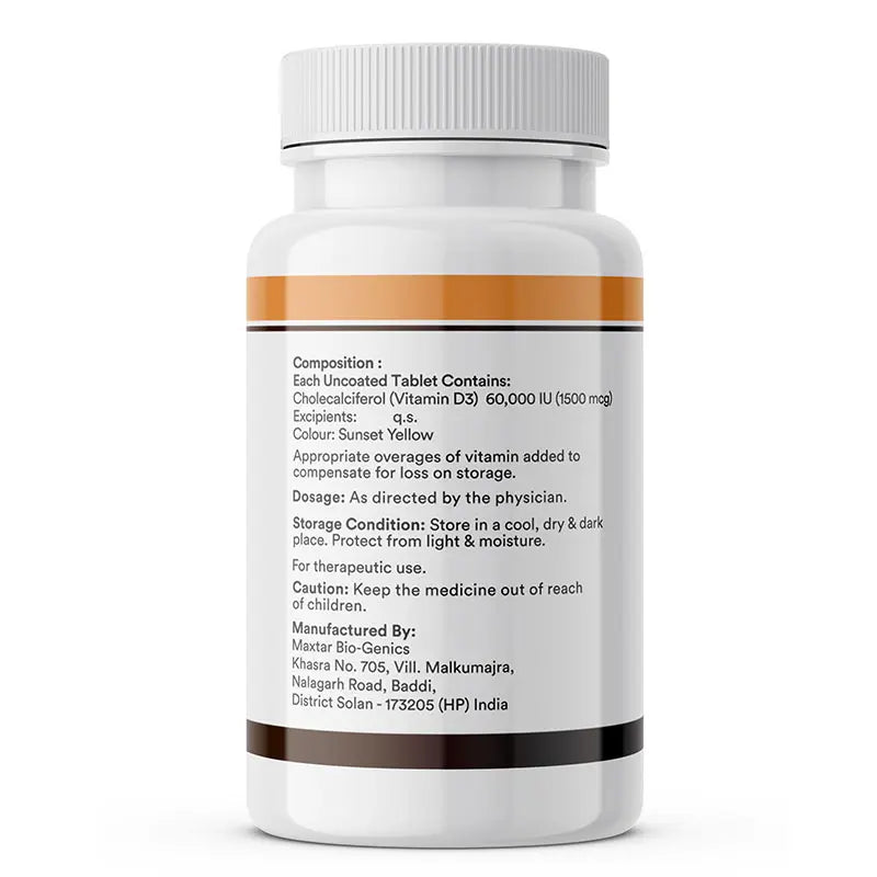 Inlife Vitamin D3 60000 IU Chewable Tablets | Cholecalciferol Supplement | 40 Tablets