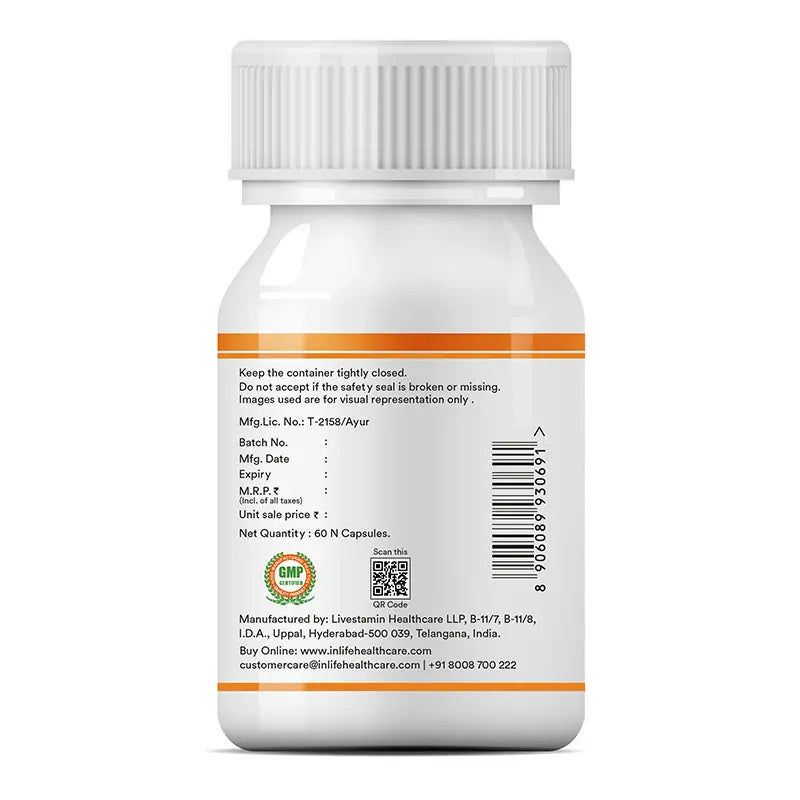 Inlife Curcumin (95% Curcuminoids) with Piperine (Bioperine), 500 mg | Veg. Capsules