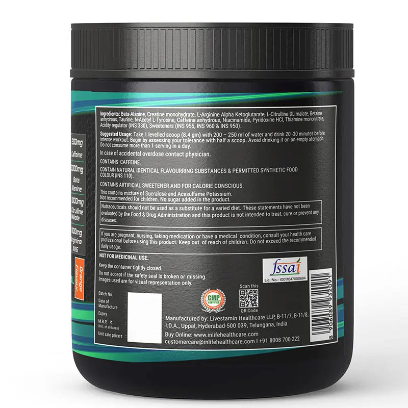 Inlife Pre-Workout Supplement | 200gms