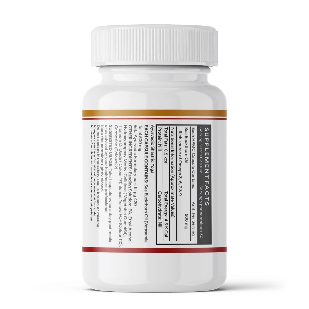 Inlife Sea Buckthorn Oil Omega 3 6 7 9 Fatty Acids Supplement | 500mg | Veg. Capsules