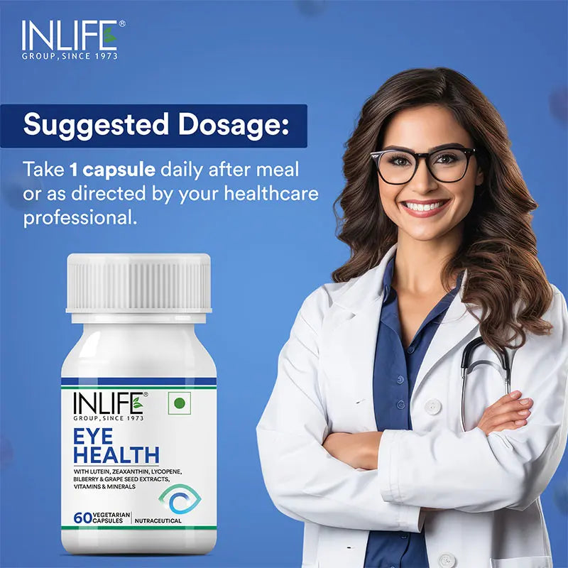 Inlife Eye Health Supplement with Bilberry, Zeaxanthin, Veg. Capsules