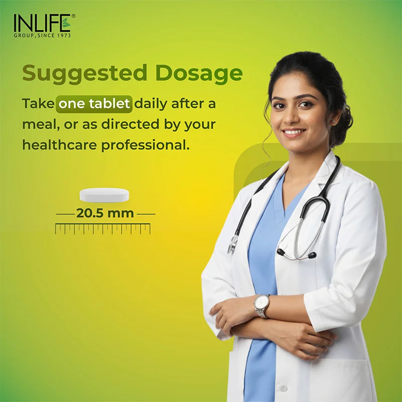Inlife Calcium Citrate Malate, Magnesium, Zinc, D2, K2 Tablets| Vegetarian Friendly