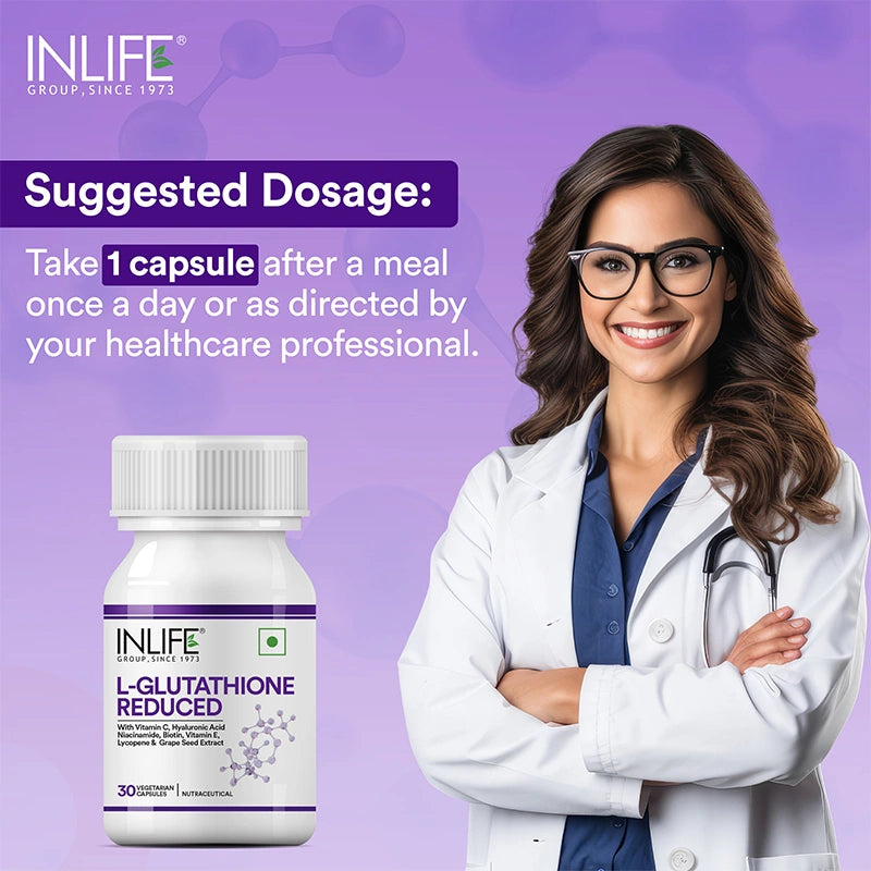 Inlife L-Glutathione Reduced Supplement | Veg. Capsules