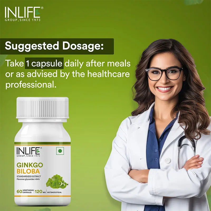 Inlife Ginkgo Biloba Supplement, 120mg - 60 Veg. Capsules
